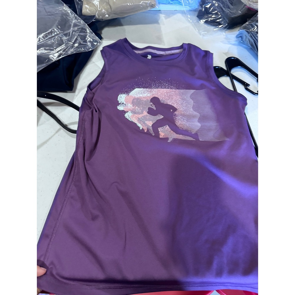 All in Motion Boys Purple Sleeveless Football Graphic Active Shirt Size L 12/14